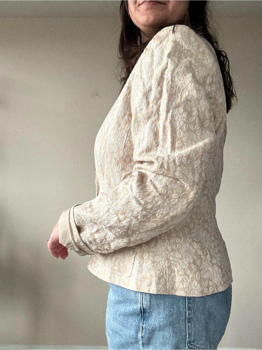 Villager Cream Floral Jacquard Blazer - Picture 2 of 7